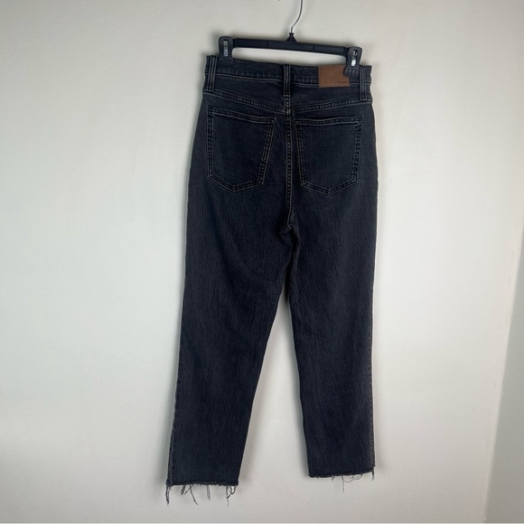 Madewell Perfect Vintage Straight Jeans Lunar Black Raw Hem Size 26 - Picture 3 of 7